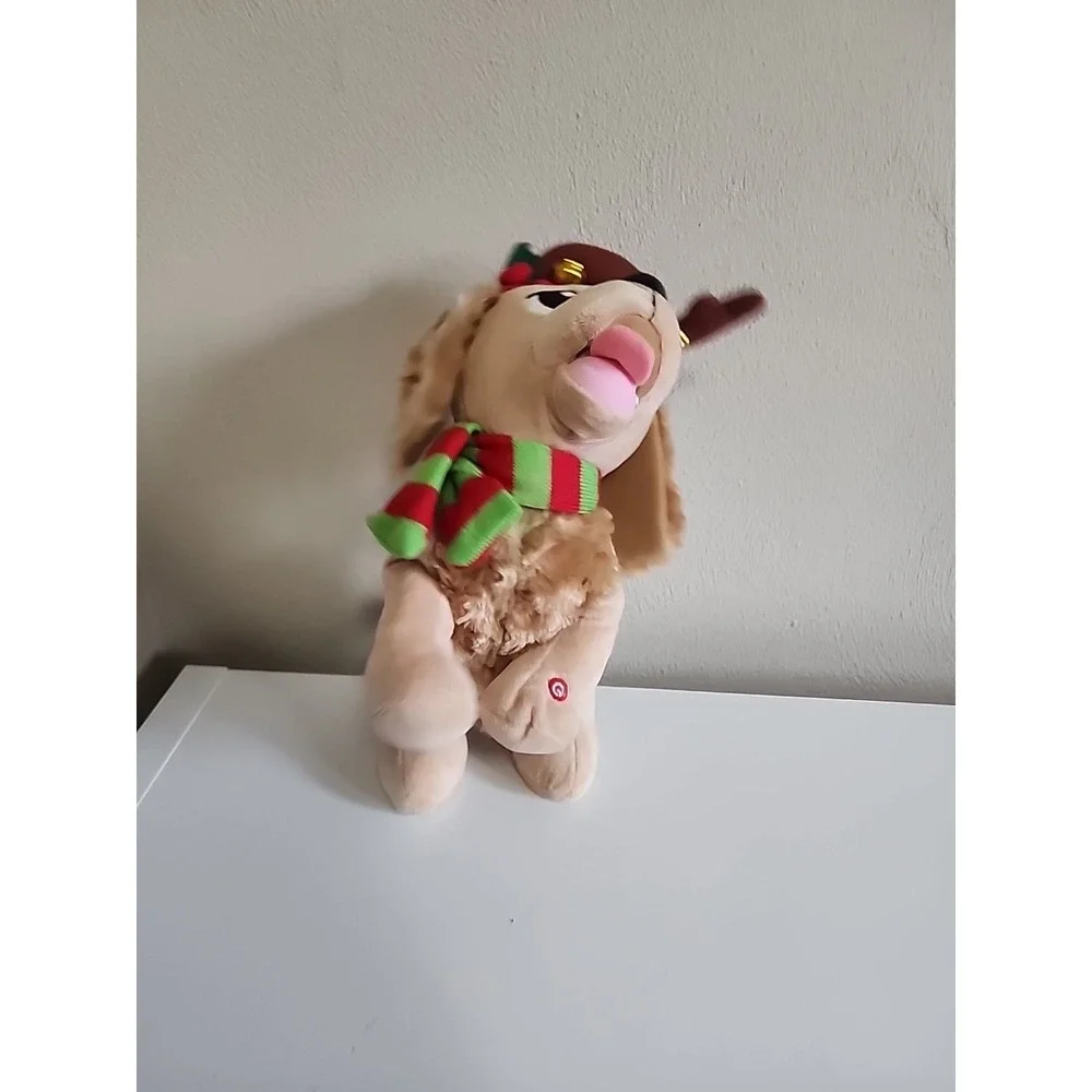 Gemmy Animated Dog Cocker‎ Spaniel Christmas Reindeer Antlers Musical Dances